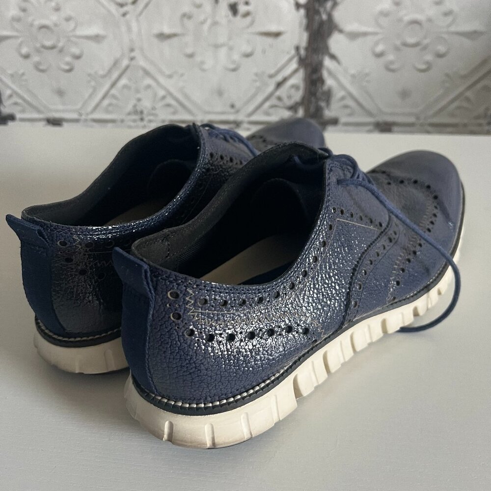 Cole Haan ZeroGrand Oxford Loafers Size 11 Blue/White Leather
